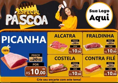 Modelo de Encarte para Encarte A4 Horizontal com o tema Especial Páscoa para Açougue