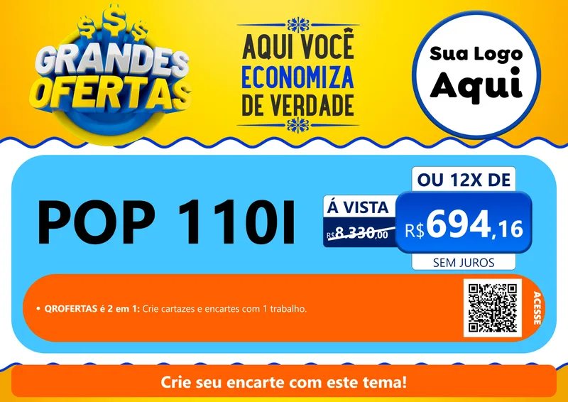 Modelo de Cartaz para Cartaz A4 Horizontal com o tema Grandes Ofertas para Concessionaria de Motos