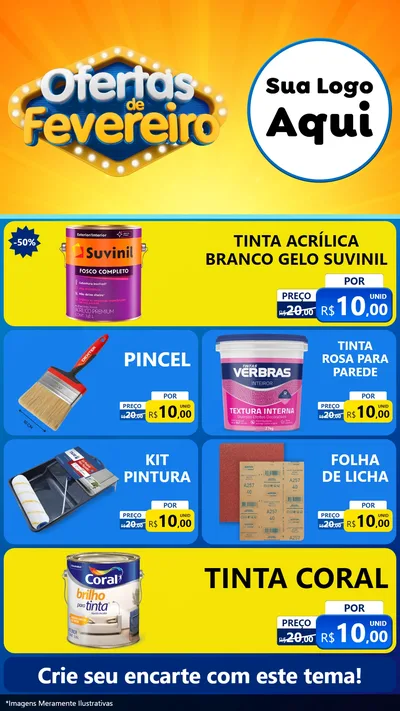 Modelo de TV para TV Vertical com o tema Ofertas de Fevereiro para Tintas e Ferramentas