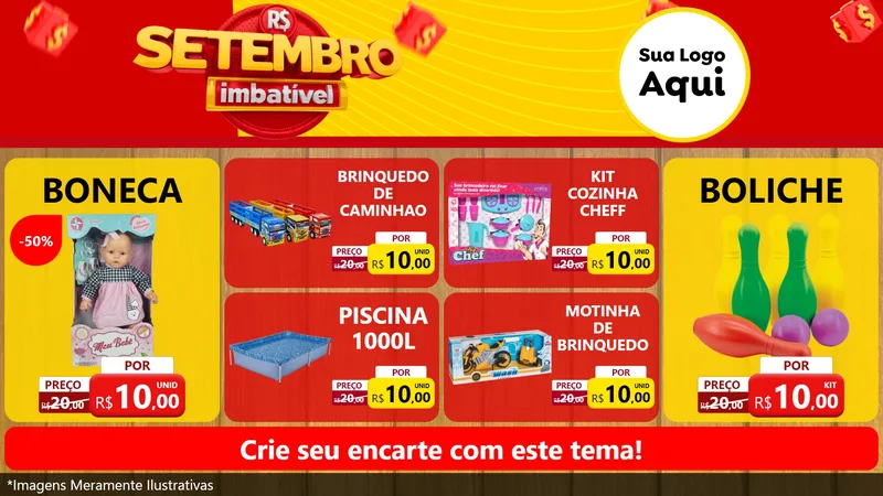 Modelo de TV para TV Horizontal com o tema Setembro Imbatível para Brinquedos
