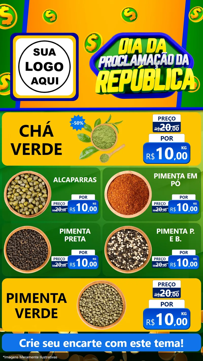 Modelo de TV para TV Vertical com o tema Dia Da Proclamação da República para Produtos Naturais