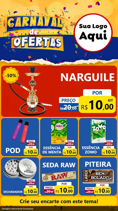 Modelo de Rede Social para Stories com o tema Carnaval de Ofertas para Tabacaria