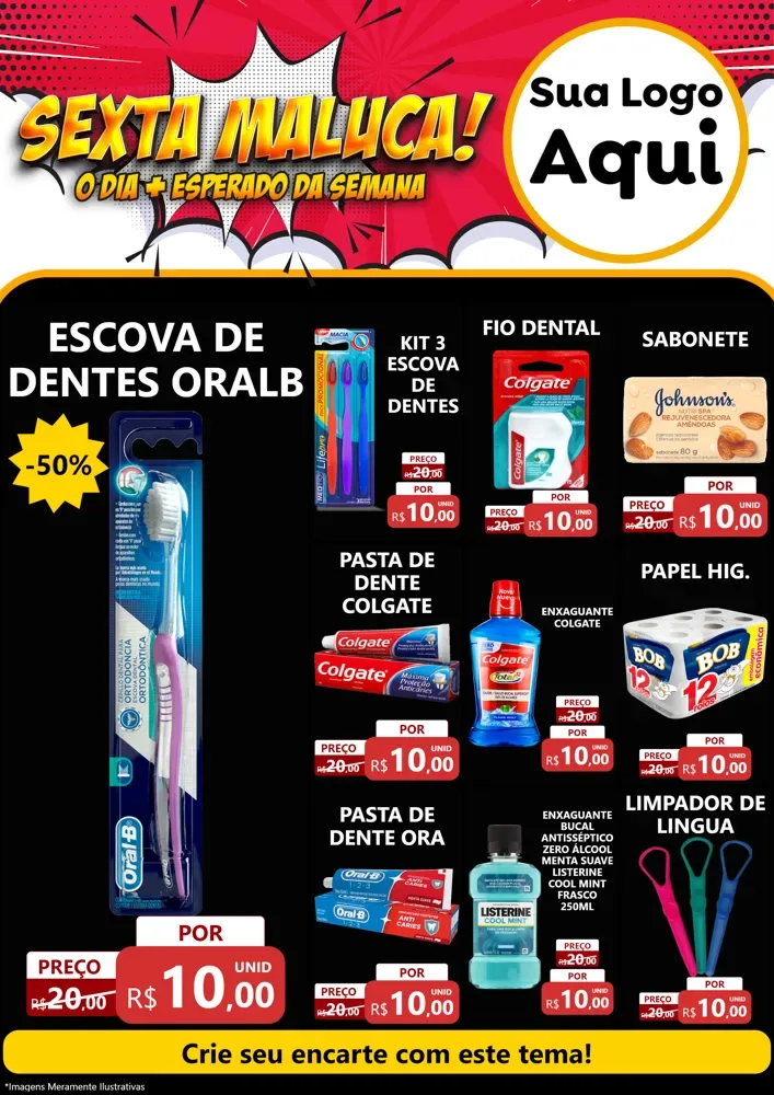 Modelo de Encarte para Encarte A4 Vertical com o tema Sexta Maluca! para Higiene Pessoal