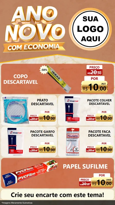 Modelo de TV para TV Vertical com o tema Ano Novo Com Economia para Embalagens
