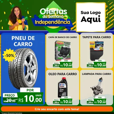 Modelo de Rede Social para Feed Facebook com o tema Ofertas da Semana da Independência para Auto peças