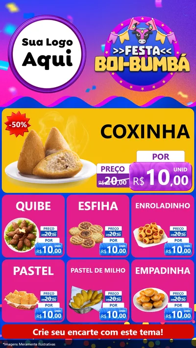 Modelo de Rede Social para Stories com o tema Festa Boi-Bumbá para Salgadaria