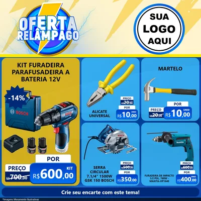 Modelo de Rede Social para Feed Facebook com o tema Oferta Relâmpago para Maquinas e Ferramentas