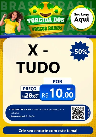 Modelo de Cartaz para Cartaz A4 Vertical com o tema Torcida dos Preços Baixos - Copa para Hamburgueria