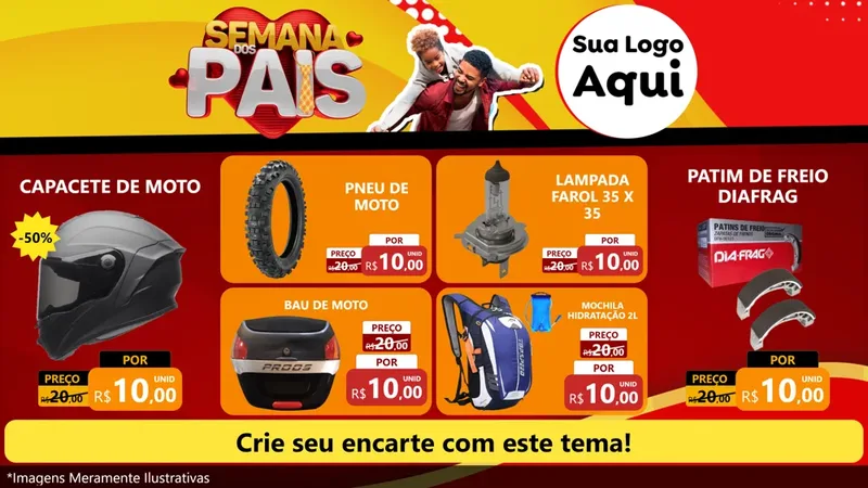 Modelo de TV para TV Horizontal com o tema Semana Dos Pais para Moto peças