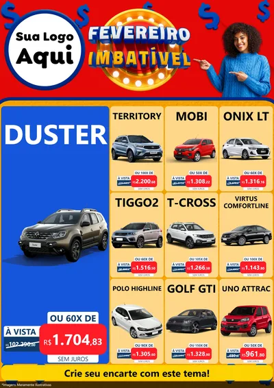 Modelo de Encarte para Encarte A4 Vertical com o tema Fevereiro Imbatível para Concessionaria de Carros