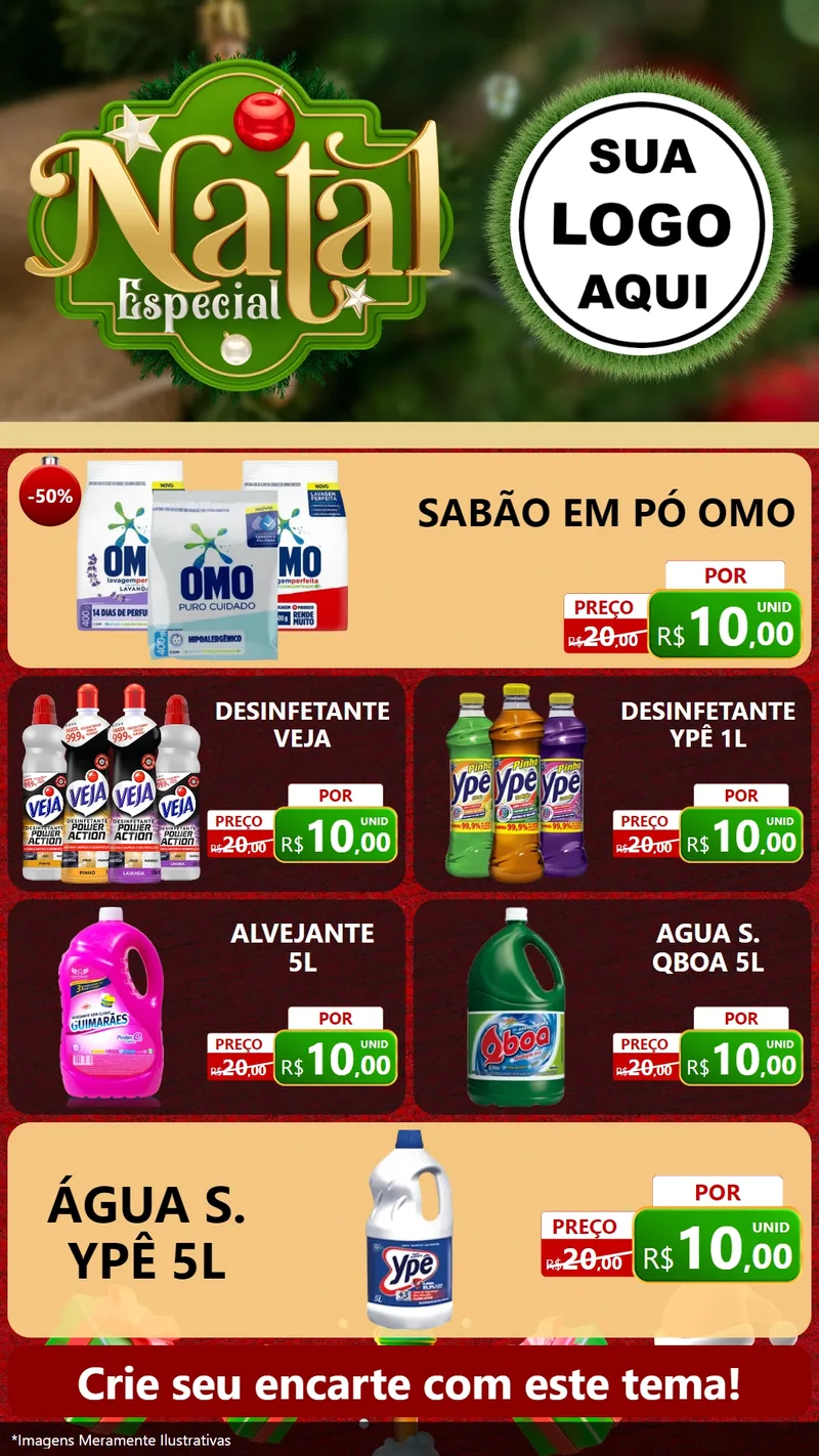 Modelo de TV para TV Vertical com o tema Natal Especial para Produtos de Limpeza
