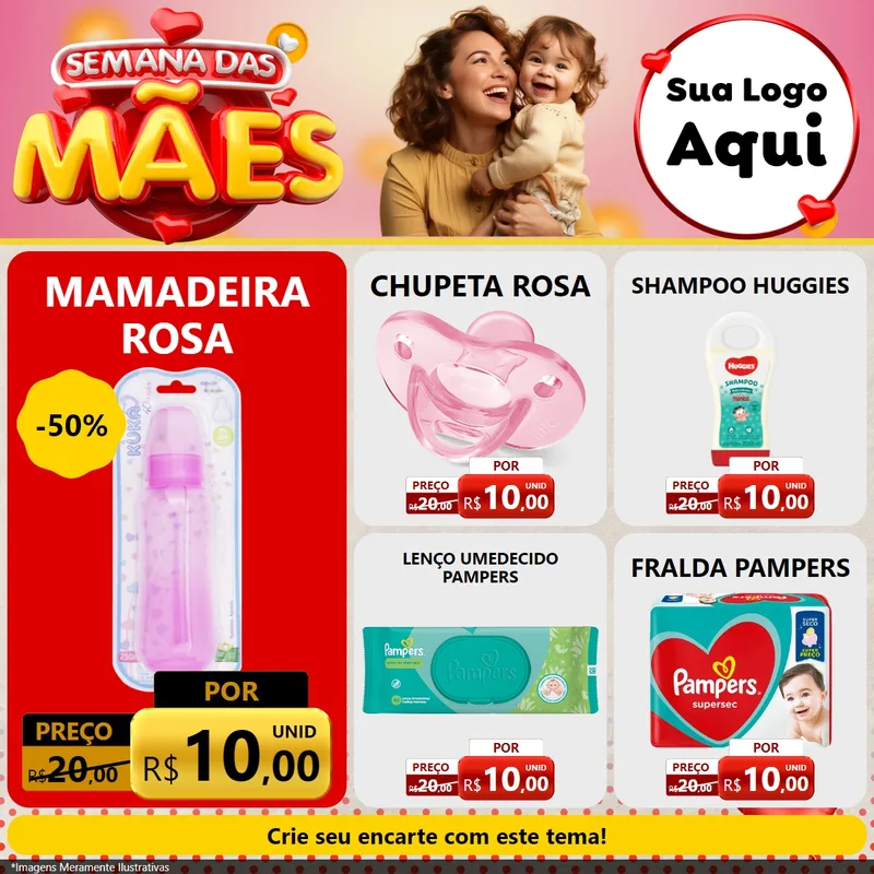 Modelo de Rede Social para Feed Facebook com o tema Semana das Mães para Bebês