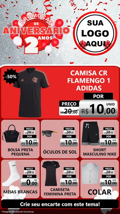 Modelo de Rede Social para Stories com o tema Promoção de Aniversário - 2 Anos para Roupas e acessórios