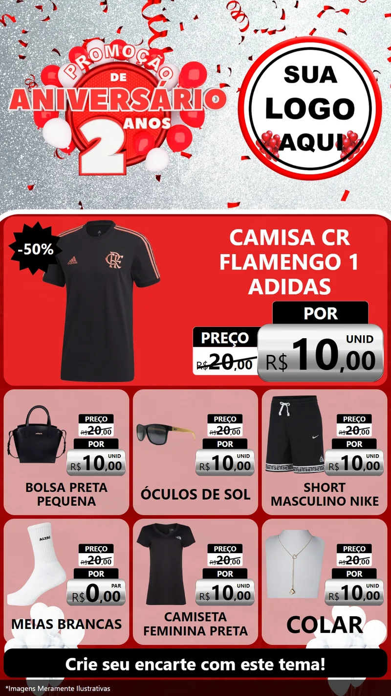 Modelo de Rede Social para Stories com o tema Promoção de Aniversário - 2 Anos para Roupas e acessórios