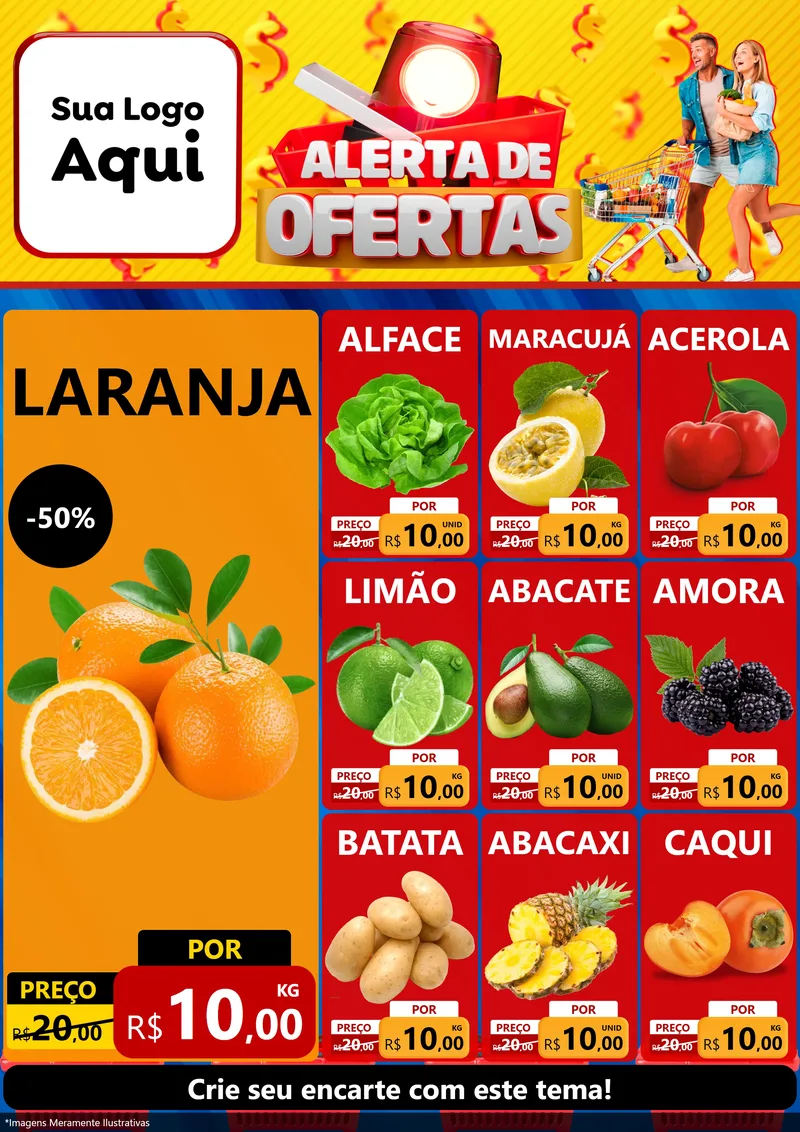 Modelo de Encarte para Encarte A4 Vertical com o tema Alerta de Ofertas para Hortifrúti