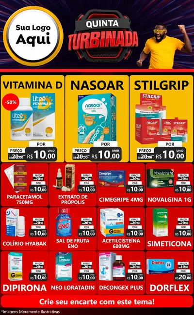 Modelo de Encarte para Encarte Grande com o tema Quinta Turbinada para Farmácia