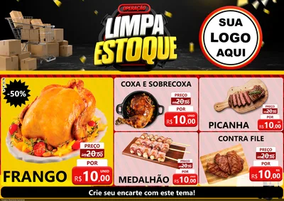 Modelo de Encarte para Encarte A4 Horizontal com o tema Operação Limpa Estoque para Assados