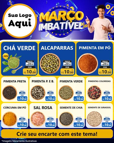 Modelo de Rede Social para Feed Instagram com o tema Março Imbatível para Produtos Naturais