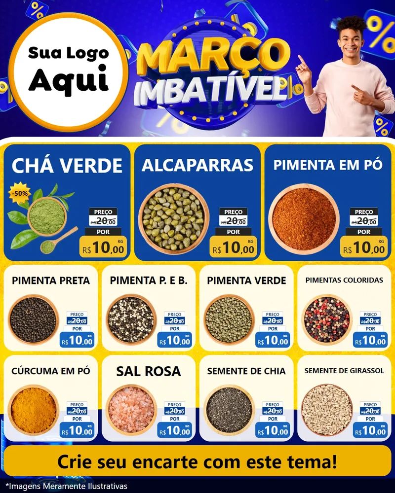 Modelo de Rede Social para Feed Instagram com o tema Março Imbatível para Produtos Naturais