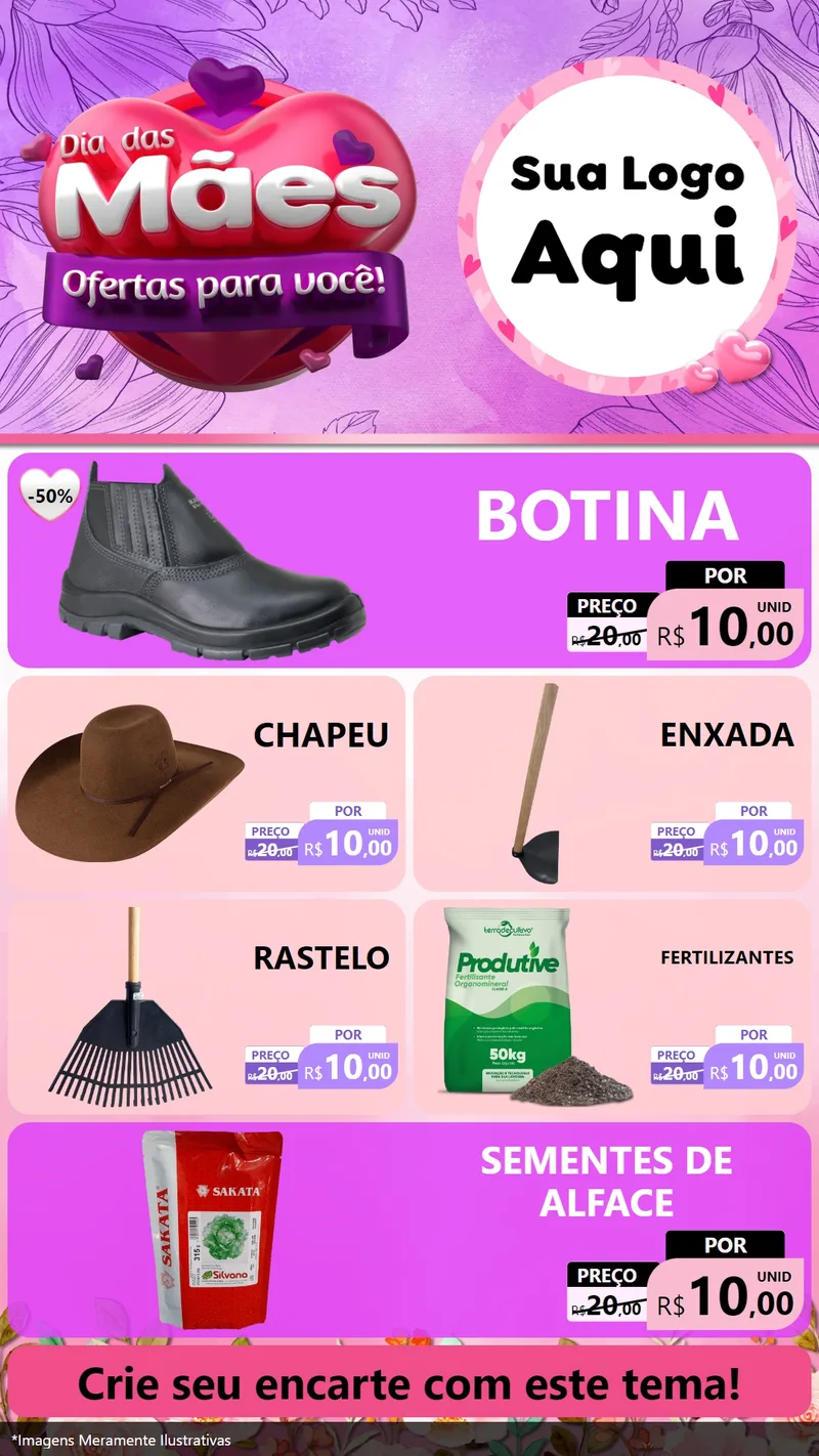 Modelo de TV para TV Vertical com o tema Dia das Mães Ofertas para Você! para Agropecuária