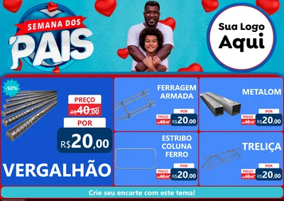 Modelo de Encarte para Encarte A4 Horizontal com o tema Semana Dos Pais para Ferragens