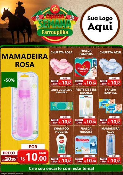 Modelo de Encarte para Encarte A4 Vertical com o tema Especial Semana Farroupilha para Bebês
