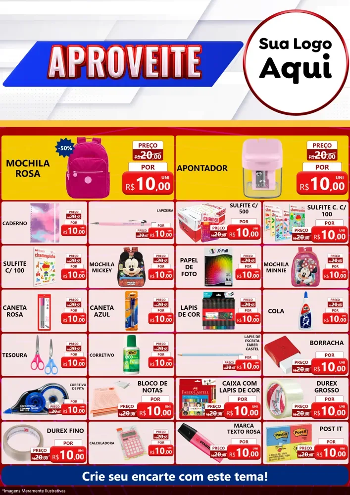 Modelo de Encarte para Encarte A4 Vertical com o tema Aproveite para Papelaria