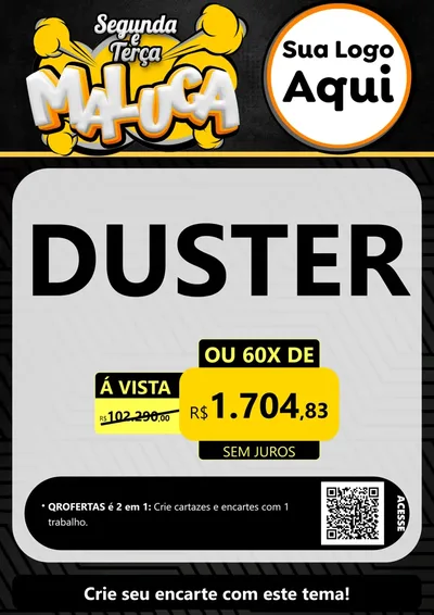 Modelo de Cartaz para Cartaz A4 Vertical com o tema Segunda e Terça Maluca para Concessionaria de Carros