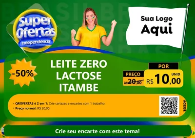 Modelo de Cartaz para Cartaz A4 Horizontal com o tema Super Ofertas de Independência para Frios e Laticínios