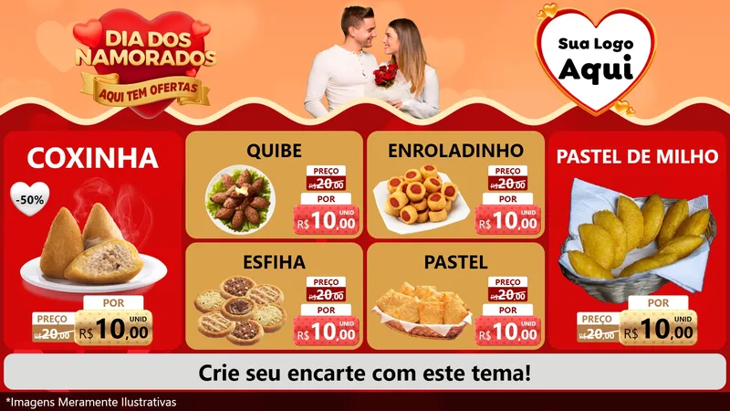 Modelo de TV para TV Horizontal com o tema Dia dos Namorados - Aqui Tem Ofertas para Salgadaria