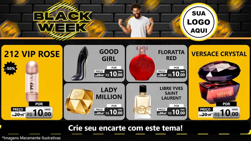 Modelo de TV para TV Horizontal com o tema Black Week para Perfumes