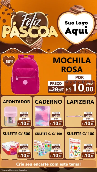 Modelo de Rede Social para Stories com o tema Feliz Páscoa para Papelaria