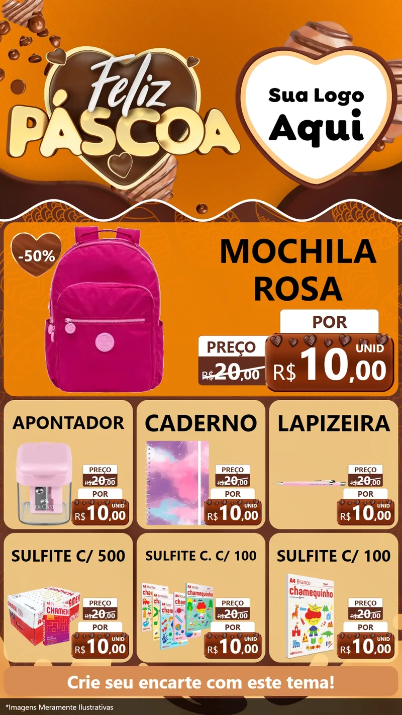 Modelo de Rede Social para Stories com o tema Feliz Páscoa para Papelaria