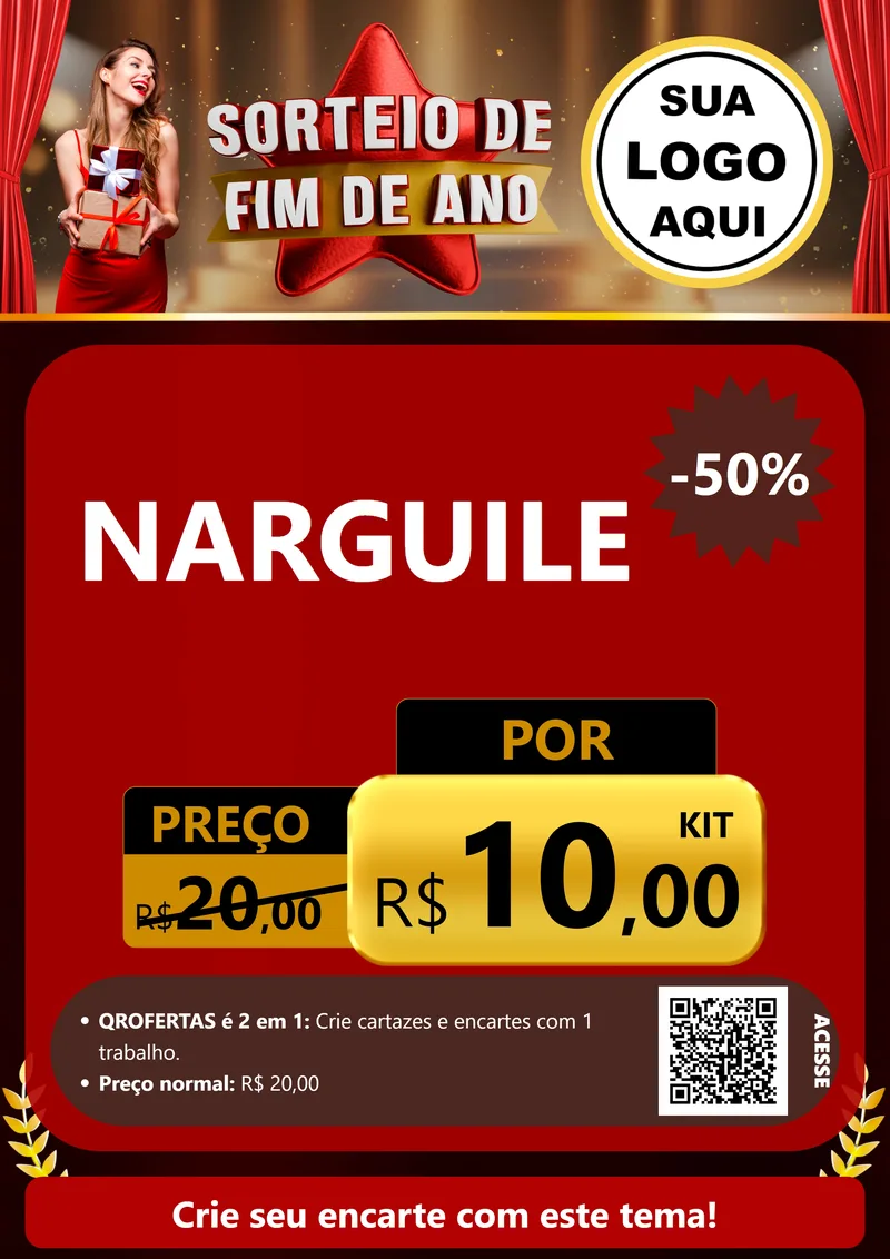 Modelo de Cartaz para Cartaz A4 Vertical com o tema Sorteio de Fim de Ano para Tabacaria