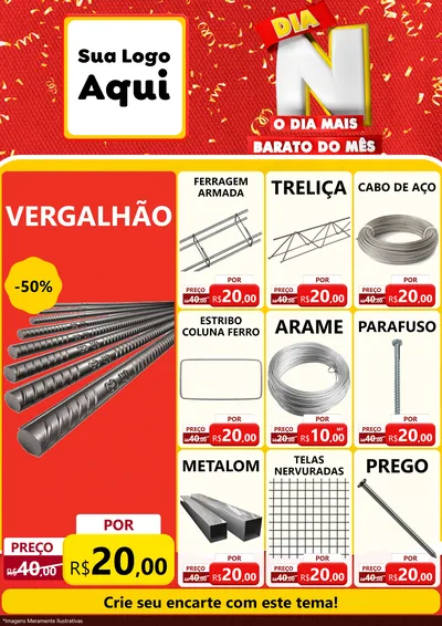 Modelo de Encarte para Encarte A4 Vertical com o tema Dia N o Dia Mais Barato do Mês para Ferragens