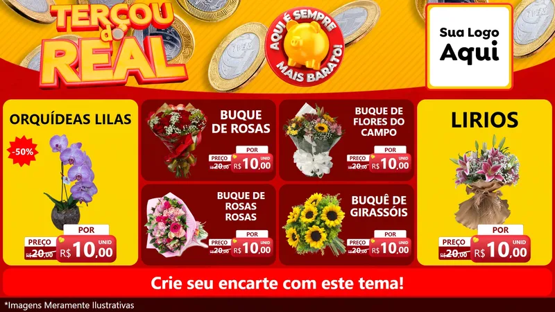 Modelo de TV para TV Horizontal com o tema Terçou do Real para Floricultura e jardim