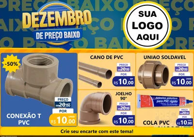 Modelo de Encarte para Encarte A4 Horizontal com o tema Dezembro de Preço Baixo para Tubos e conexões