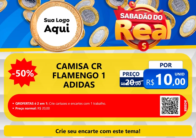 Modelo de Cartaz para Cartaz A4 Horizontal com o tema Sabadão do Real para Roupas e acessórios