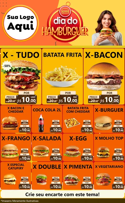 Modelo de Encarte para Encarte Grande com o tema Dia Do Hambúrguer para Hamburgueria