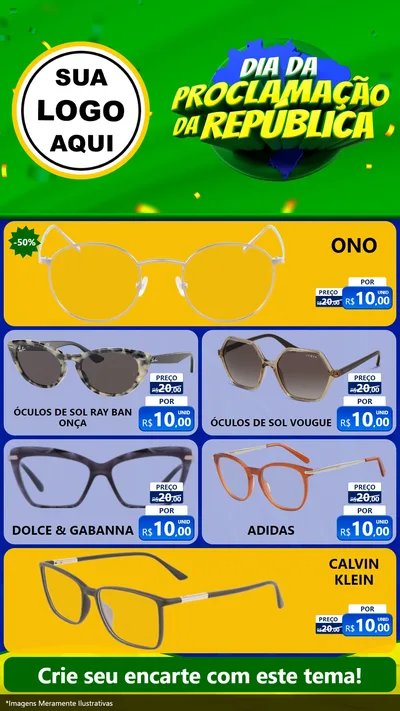 Modelo de TV para TV Vertical com o tema Dia Da Proclamação Da República para Óticas