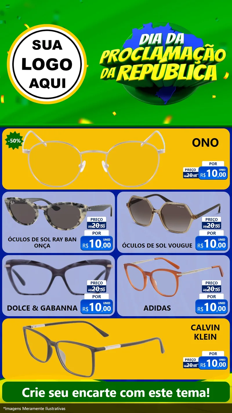 Modelo de TV para TV Vertical com o tema Dia Da Proclamação Da República para Óticas