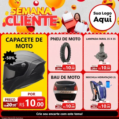 Modelo de Rede Social para Feed Facebook com o tema Semana do Cliente para Moto peças
