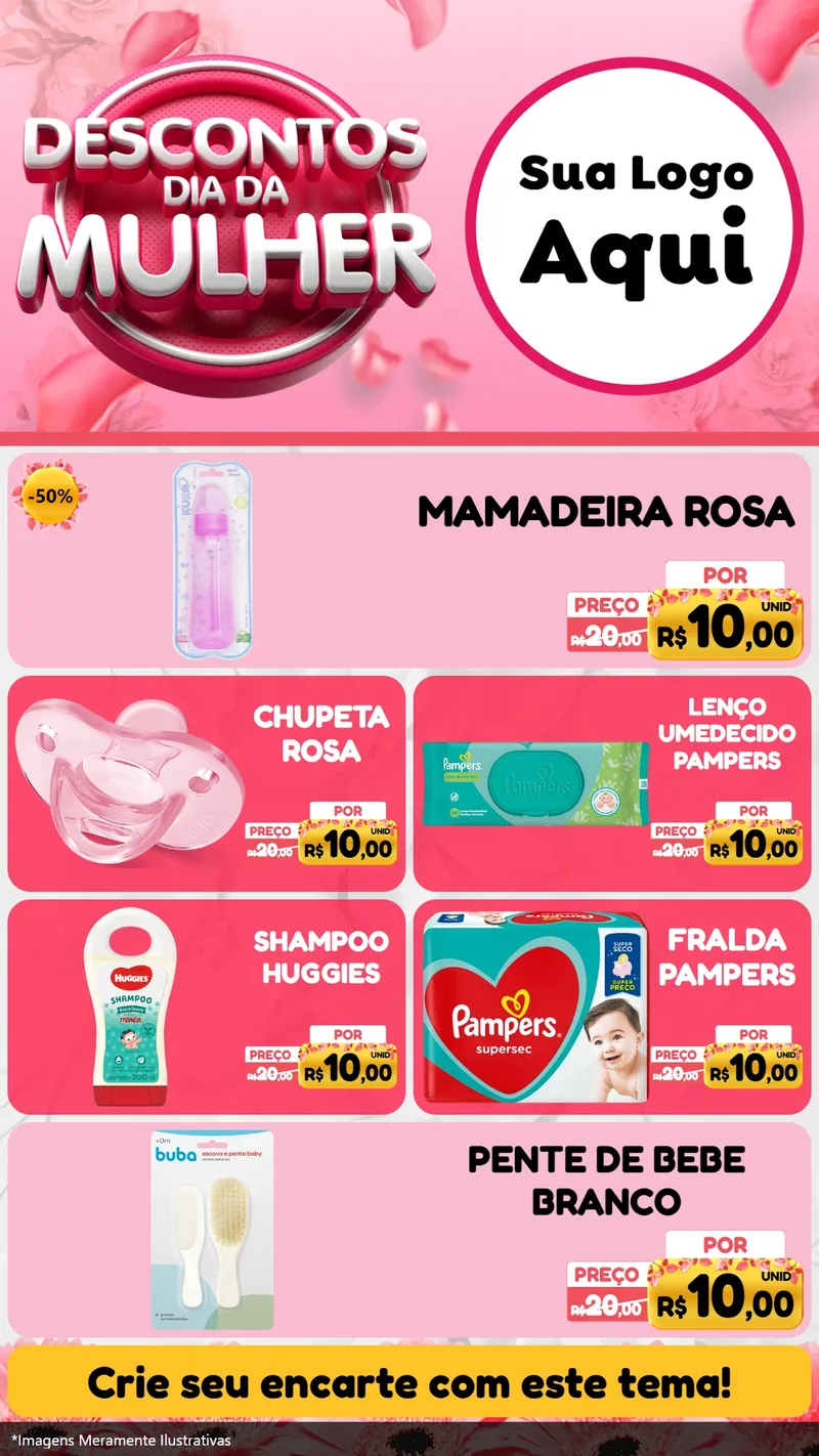 Modelo de TV para TV Vertical com o tema Descontos Dia da Mulher para Bebês