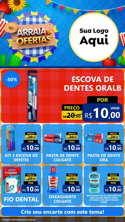Modelo de Rede Social para Stories com o tema Arraiá de Ofertas para Higiene Pessoal