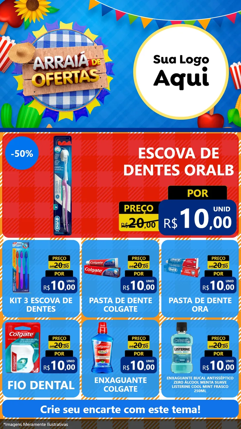 Modelo de Rede Social para Stories com o tema Arraiá de Ofertas para Higiene Pessoal