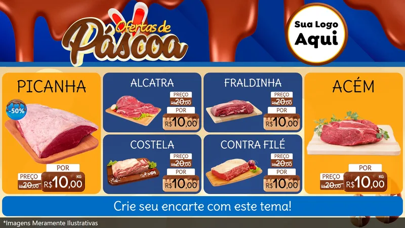 Modelo de TV para TV Horizontal com o tema Ofertas de Páscoa para Açougue