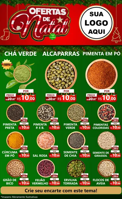 Modelo de Encarte para Encarte Grande com o tema Ofertas de Natal para Produtos Naturais
