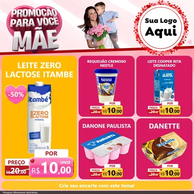 Modelo de Rede Social para Feed Facebook com o tema Promoção Para Você Mãe para Frios e Laticínios