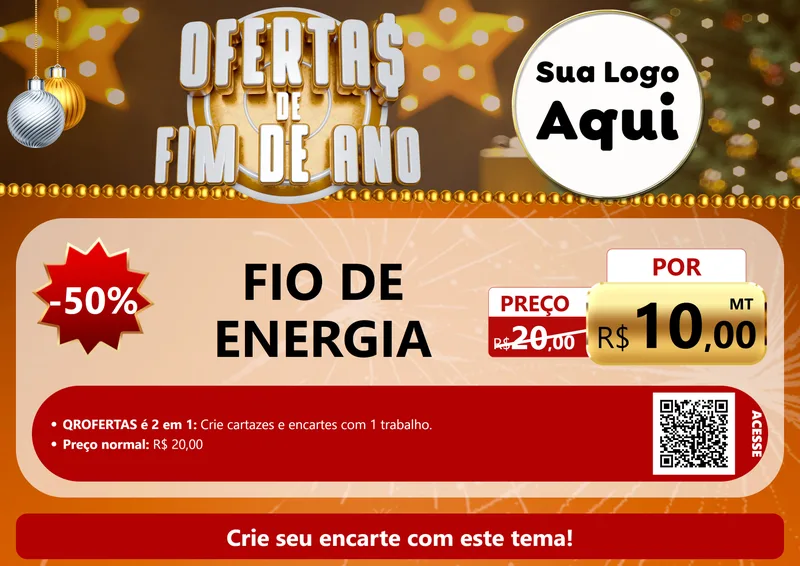 Modelo de Cartaz para Cartaz A4 Horizontal com o tema Ofertas de Fim de Ano para Materiais Elétricos