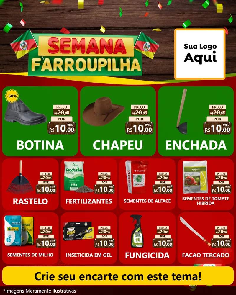 Modelo de Rede Social para Feed Instagram com o tema Semana Farroupilha para Agropecuária